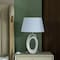 Quickway Imports Ceramic Table Lamp 19 inch, w/Silver and White Oval Stand and White Cotton Lampshade, 2PK QI004585.2 - alternate 4